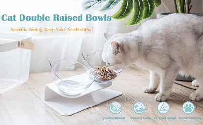 Non-Slip Cat Double Cat Food & Water Bowls With Stand