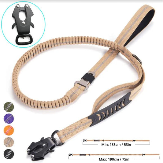 Heavy Duty Tactical Bungee Dog Leash Reflective Shock Absorbing Pet Leash