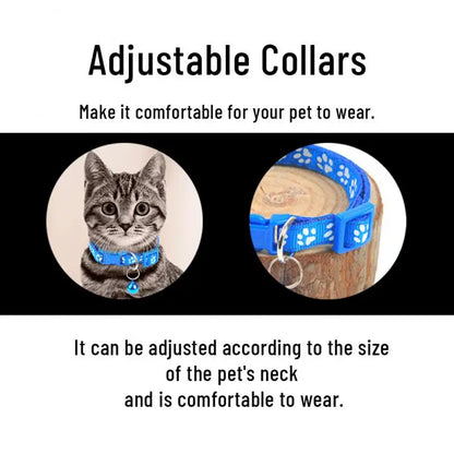 Paw Print Cat Collar With Bell