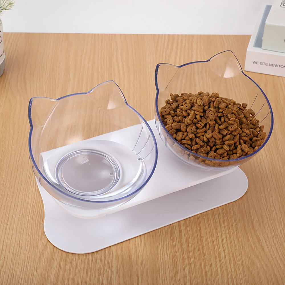 Non-Slip Cat Double Cat Food & Water Bowls With Stand