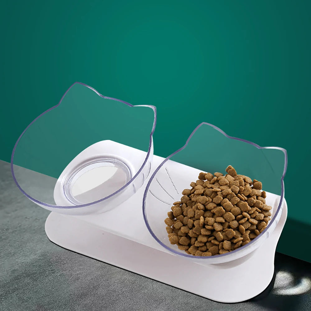 Non-Slip Cat Double Cat Food & Water Bowls With Stand