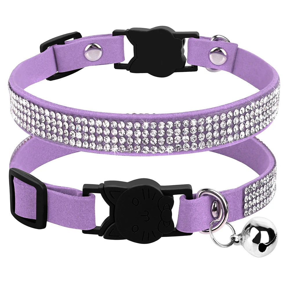 Rhinestone Cats Collar with Bell