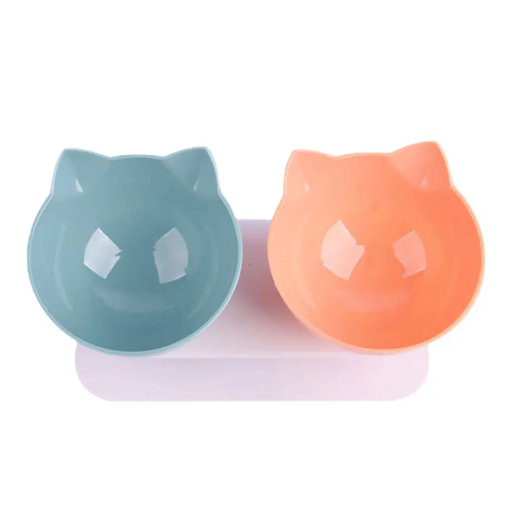 Non-Slip Cat Double Cat Food & Water Bowls With Stand