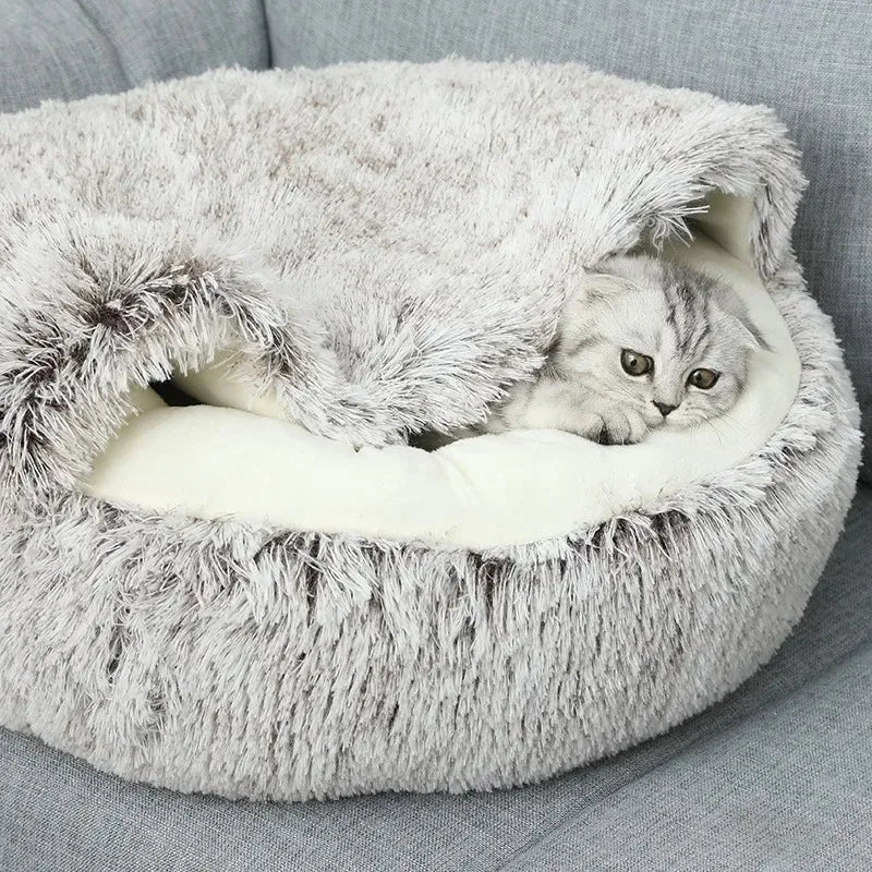 Plush Cat Bed 2 In 1 Warm Cat Basket Cat Bed