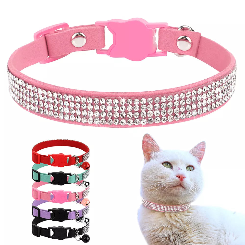 Rhinestone Cats Collar with Bell