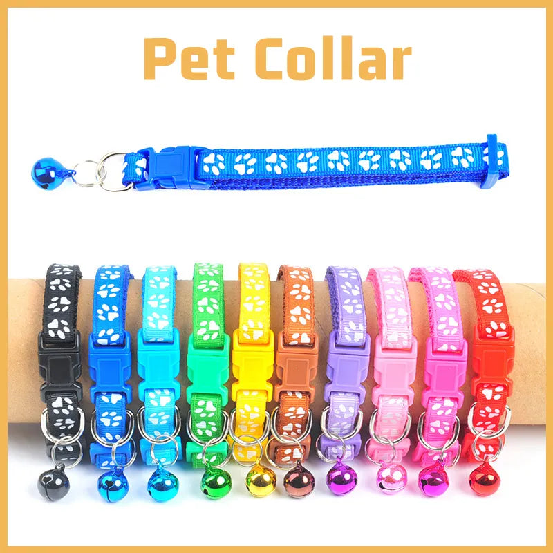 Paw Print Cat Collar With Bell