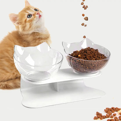 Non-Slip Cat Double Cat Food & Water Bowls With Stand